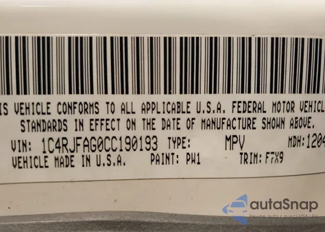 2012 Jeep Grand Cherokee Laredo z USA, uszkodzony, nr VIN 1C4RJFAG0CC190193